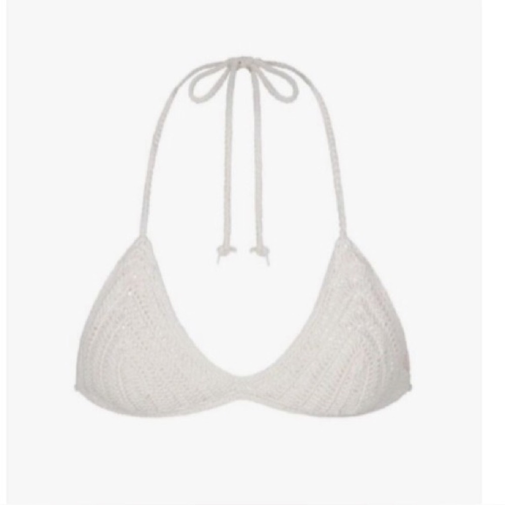 SKIMS Crochet Bikini Top Size 4x fits Like a 2x 3x NWT Color Marble White